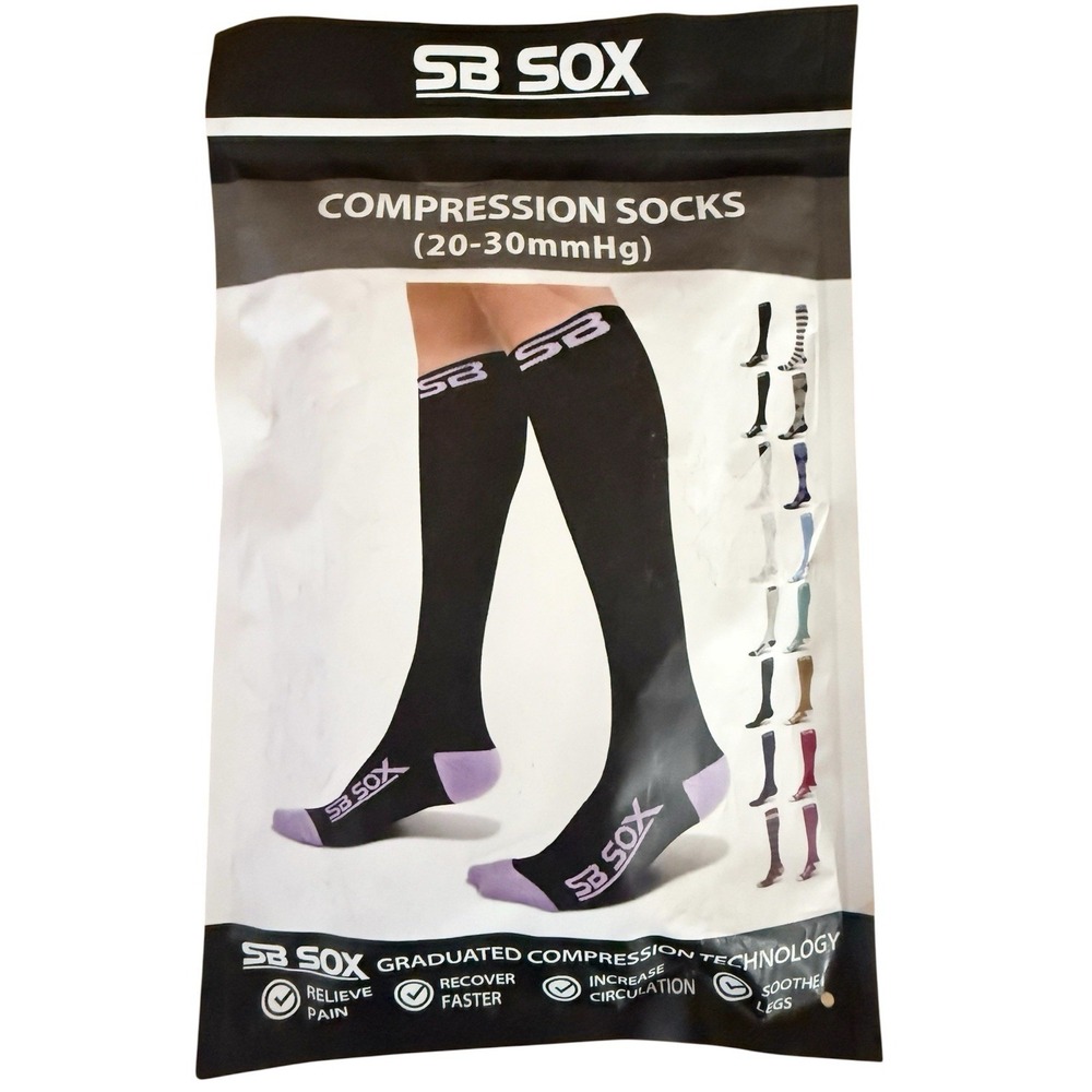 SB SOX compression socks 20-30 MmHg Black And‎ Purple